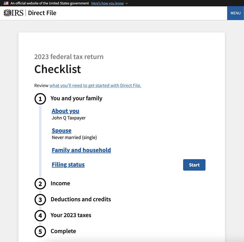 Checklist for 2023 federal tax return